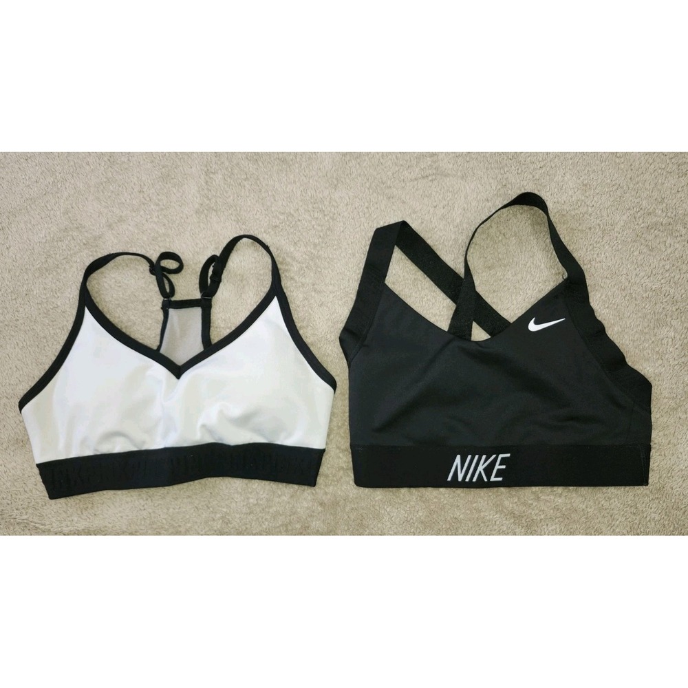 Nike / Victoria Secret Pink Sports Bra Dri Fit Compression Women's Black White S